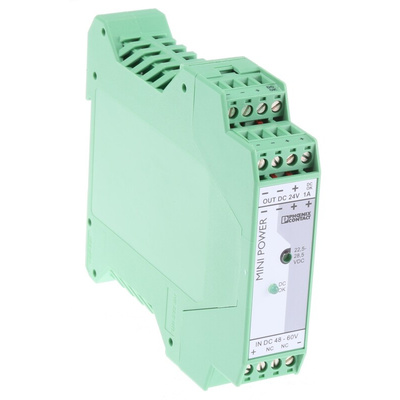 Phoenix Contact MINI-PS-48-60DC/24DC/1 DC-DC Converter, 24V dc/ 1A Output, 36 → 75 V dc Input, 24W, DIN Rail