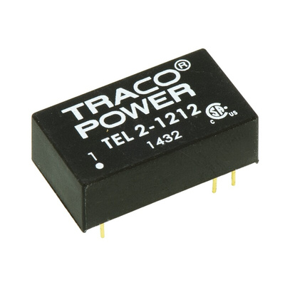 TRACOPOWER TEL 2 DC-DC Converter, 12V dc/ 165mA Output, 9 → 18 V dc Input, 2W, Through Hole, +75°C Max Temp