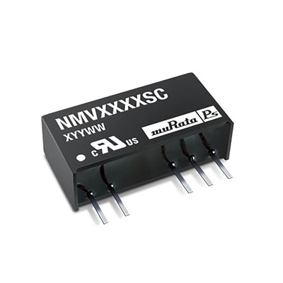 Murata Power Solutions NMV DC-DC Converter, ±5V dc/ ±100mA Output, 4.5 → 5.5 V dc Input, 1W, Through Hole, +85°C