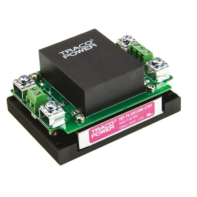 TRACOPOWER TEP 75WI DC-DC Converter, 24V dc/ 3.2A Output, 9 → 36 V dc Input, 75W, Chassis Mount, +75°C Max Temp