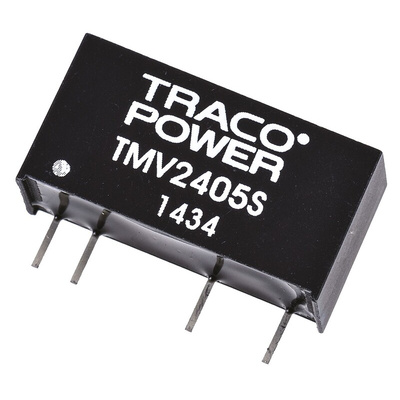 TRACOPOWER TMV DC-DC Converter, 5V dc/ 200mA Output, 21.6 → 26.4 V dc Input, 1W, Through Hole, +85°C Max Temp