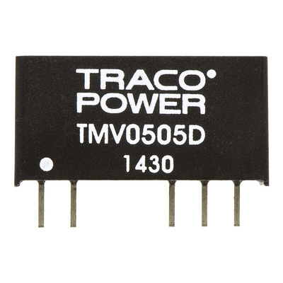 TRACOPOWER TMV DC-DC Converter, ±5V dc/ ±100mA Output, 4.5 → 5.5 V dc Input, 1W, Through Hole, +85°C Max Temp