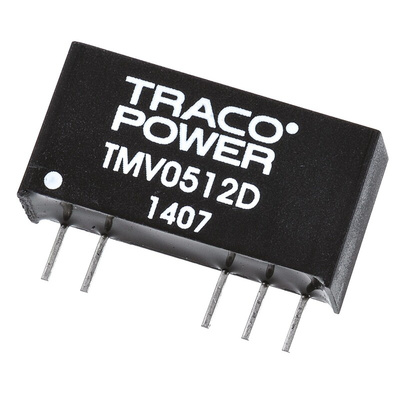 TRACOPOWER TMV DC-DC Converter, ±12V dc/ ±40mA Output, 4.5 → 5.5 V dc Input, 1W, Through Hole, +85°C Max Temp