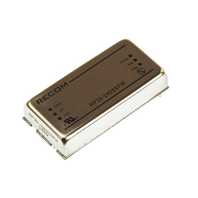 Recom RP30 FW DC-DC Converter, 5V dc/ 6A Output, 9 → 36 V dc Input, 30W, Through Hole, +85°C Max Temp -40°C Min
