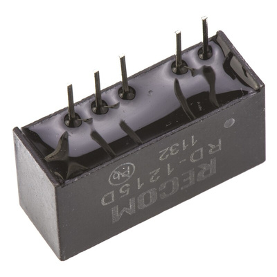 Recom RD DC-DC Converter, ±15V dc/ ±66mA Output, 10.8 → 13.2 V dc Input, 2W, Through Hole, +85°C Max Temp -40°C