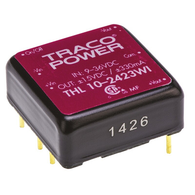 TRACOPOWER THL 10WI DC-DC Converter, ±15V dc/ ±330mA Output, 9 → 36 V dc Input, 10W, Through Hole, +75°C Max