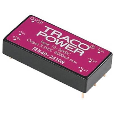 TRACOPOWER TEN 40N DC-DC Converter, 15V dc/ 2.67A Output, 18 → 36 V dc Input, 40W, Through Hole, +80°C Max Temp