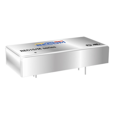 Recom REC15 DC-DC Converter, ±15V dc/ ±500mA Output, 9 → 36 V dc Input, 15W, Through Hole, +65°C Max Temp -40°C