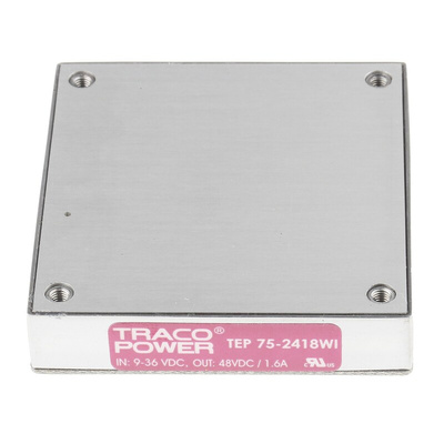 TRACOPOWER TEP 75WI DC-DC Converter, 48V dc/ 1.6A Output, 9 → 36 V dc Input, 75W, Through Hole, +75°C Max Temp
