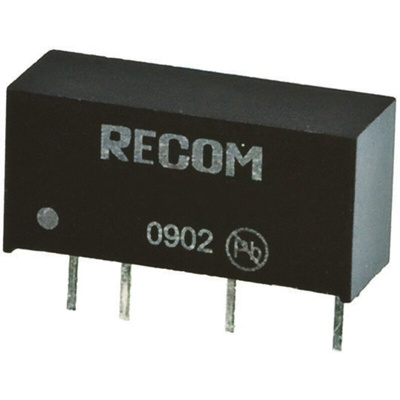 Recom RH DC-DC Converter, -9V dc/ -56mA Output, 10.8 → 13.2 V dc Input, 1W, Through Hole, +90°C Max Temp -40°C