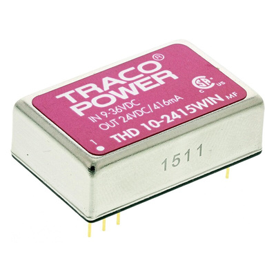 TRACOPOWER THD 10WIN DC-DC Converter, 24V dc/ 416mA Output, 9 → 36 V dc Input, 10W, Through Hole, +85°C Max Temp