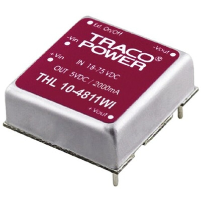 TRACOPOWER THL 10WI DC-DC Converter, 24V dc/ 410mA Output, 18 → 75 V dc Input, 10W, Through Hole, +85°C Max Temp