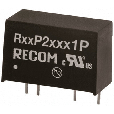 Recom R05P DC-DC Converter, ±12V dc/ ±85mA Output, 4.5 → 5.5 V dc Input, 2W, Through Hole, +90°C Max Temp -40°C