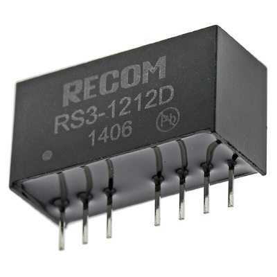 Recom RS3 DC-DC Converter, ±12V dc/ ±125mA Output, 9 → 18 V dc Input, 3W, Through Hole, +71°C Max Temp -40°C Min