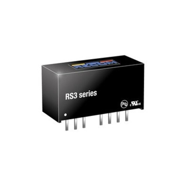 Recom RS3 DC-DC Converter, 3.3V dc/ 600mA Output, 9 → 18 V dc Input, 3W, Through Hole, +71°C Max Temp -40°C Min
