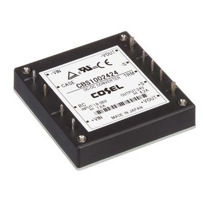 Cosel DC-DC Converter, 24V dc/ 4.2A Output, 18 → 36 V dc Input, 100.8W, Through Hole, +100°C Max Temp -40°C Min