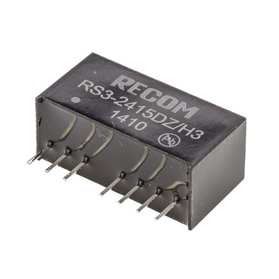 Recom RS3 DC-DC Converter, ±15V dc/ ±100mA Output, 9 → 27 V dc Input, 3W, Through Hole, +71°C Max Temp -40°C Min