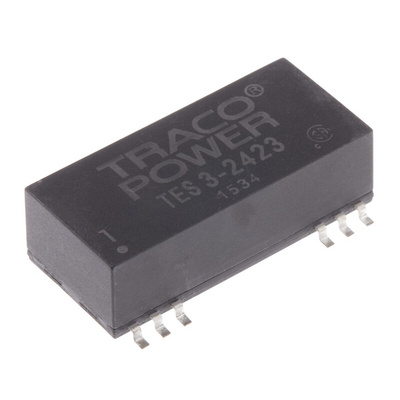 TRACOPOWER TES 3 DC-DC Converter, ±15V dc/ ±100mA Output, 18 → 36 V dc Input, 3W, Surface Mount, +85°C Max Temp