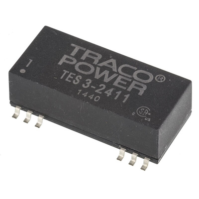 TRACOPOWER TES 3 DC-DC Converter, 5V dc/ 600mA Output, 18 → 36 V dc Input, 3W, Surface Mount, +85°C Max Temp
