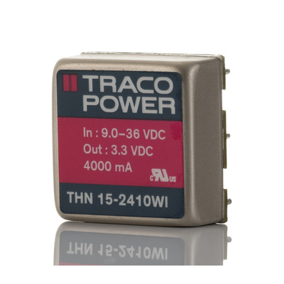 TRACOPOWER THN 15WI DC-DC Converter, 3.3V dc/ 4A Output, 9 → 36 V dc Input, 15W, Through Hole, +85°C Max Temp