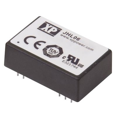 XP Power JHL06 DC-DC Converter, 12V dc/ 500mA Output, 10 → 17 V dc Input, 6W, Through Hole, +80°C Max Temp -20°C