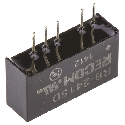 Recom RB DC-DC Converter, ±15V dc/ ±33mA Output, 21.6 → 26.4 V dc Input, 1W, Through Hole, +85°C Max Temp -40°C