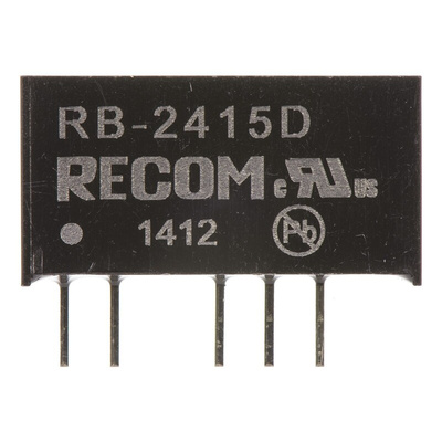 Recom RB DC-DC Converter, ±15V dc/ ±33mA Output, 21.6 → 26.4 V dc Input, 1W, Through Hole, +85°C Max Temp -40°C