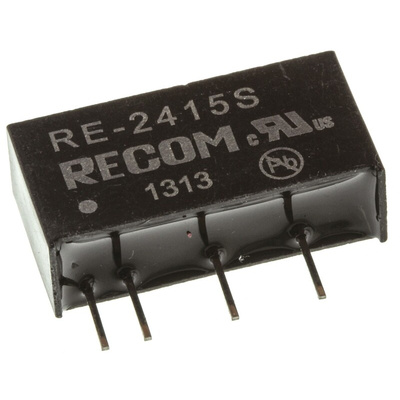 Recom RE DC-DC Converter, 15V dc/ 66mA Output, 21.6 → 26.4 V dc Input, 1W, Through Hole, +85°C Max Temp -40°C