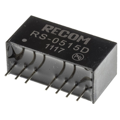Recom RS DC-DC Converter, ±15V dc/ ±67mA Output, 4.5 → 9 V dc Input, 2W, Through Hole, +85°C Max Temp -40°C Min
