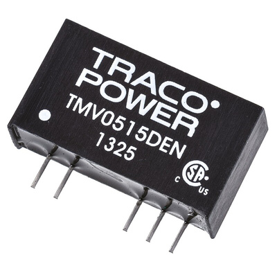 TRACOPOWER TMV EN DC-DC Converter, ±15V dc/ ±30mA Output, 4.5 → 5.5 V dc Input, 1W, Through Hole, +85°C Max Temp
