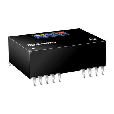 Recom REC3 DC-DC Converter, ±15V dc/ ±100mA Output, 4.25 → 5.75 V dc Input, 3W, Through Hole, +80°C Max Temp