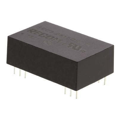 Recom REC3 DC-DC Converter, ±15V dc/ ±100mA Output, 4.25 → 5.75 V dc Input, 3W, Through Hole, +80°C Max Temp