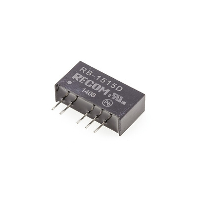 Recom RB DC-DC Converter, ±15V dc/ ±33mA Output, 13.5 → 15.5 V dc Input, 1W, Through Hole, +85°C Max Temp -40°C