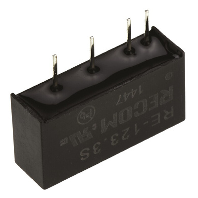 Recom RE DC-DC Converter, 3.3V dc/ 300mA Output, 10.8 → 13.2 V dc Input, 1W, Through Hole, +85°C Max Temp -40°C