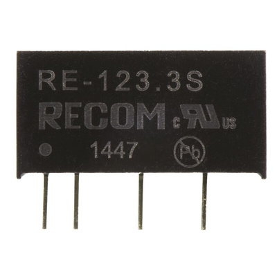 Recom RE DC-DC Converter, 3.3V dc/ 300mA Output, 10.8 → 13.2 V dc Input, 1W, Through Hole, +85°C Max Temp -40°C
