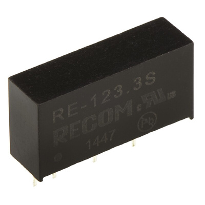 Recom RE DC-DC Converter, 3.3V dc/ 300mA Output, 10.8 → 13.2 V dc Input, 1W, Through Hole, +85°C Max Temp -40°C
