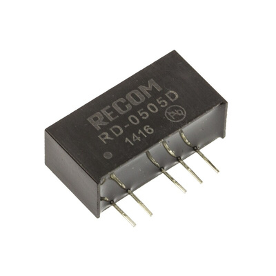 Recom RD DC-DC Converter, ±5V dc/ ±200mA Output, 4.5 → 5.5 V dc Input, 2W, Through Hole, +85°C Max Temp -40°C