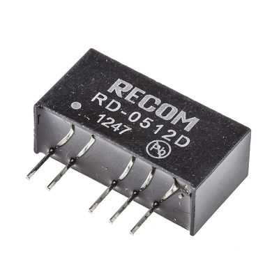 Recom RD DC-DC Converter, ±12V dc/ ±84mA Output, 4.5 → 5.5 V dc Input, 2W, Through Hole, +85°C Max Temp -40°C