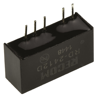 Recom RD DC-DC Converter, ±12V dc/ ±84mA Output, 21.6 → 26.4 V dc Input, 2W, Through Hole, +85°C Max Temp -40°C