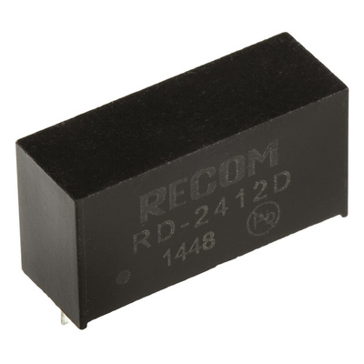 Recom RD DC-DC Converter, ±12V dc/ ±84mA Output, 21.6 → 26.4 V dc Input, 2W, Through Hole, +85°C Max Temp -40°C