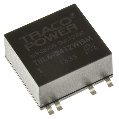TRACOPOWER THL 6WISM DC-DC Converter, 12V dc/ 500mA Output, 9 → 36 V dc Input, 6W, Surface Mount, +75°C Max Temp