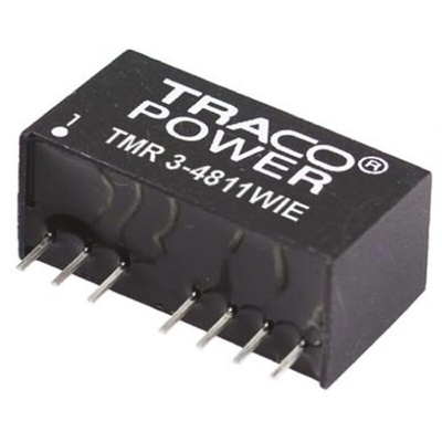 TRACOPOWER TMR 3WIE DC-DC Converter, ±12V dc/ ±125mA Output, 18 → 75 V dc Input, 3W, Through Hole, +85°C Max
