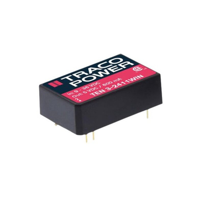 TRACOPOWER TEN 3WIN DC-DC Converter, 5V dc/ 600mA Output, 9 → 36 V dc Input, 3W, Through Hole, +85°C Max Temp