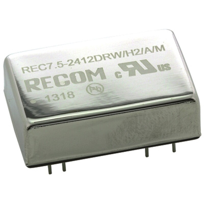 Recom REC7.5 DC-DC Converter, ±12V dc/ ±312mA Output, 18 → 36 V dc Input, 7.5W, Through Hole, +71°C Max Temp