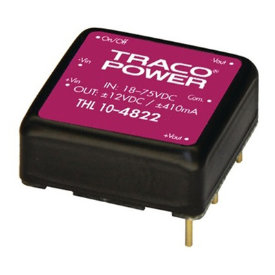 TRACOPOWER THL 10 DC-DC Converter, 5V dc/ 2A Output, 9 → 18 V dc Input, 10W, Through Hole, +80°C Max Temp -40°C