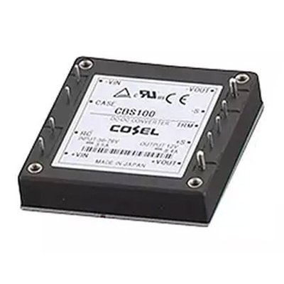 Cosel DC-DC Converter, 12V dc/ 8.4A Output, 36 → 76 V dc Input, 100.8W, Through Hole, +100°C Max Temp -40°C Min