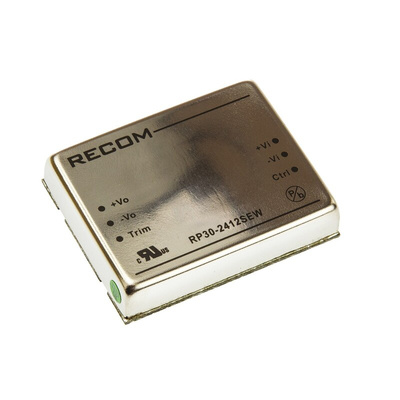 Recom RP30-EW DC-DC Converter, 12V dc/ 2.5A Output, 10 → 40 V dc Input, 30W, Through Hole, +85°C Max Temp -40°C