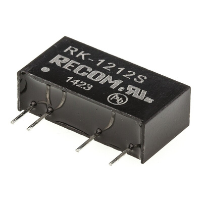 Recom RK DC-DC Converter, 12V dc/ 84mA Output, 10.8 → 13.2 V dc Input, 1W, Through Hole, +85°C Max Temp -40°C