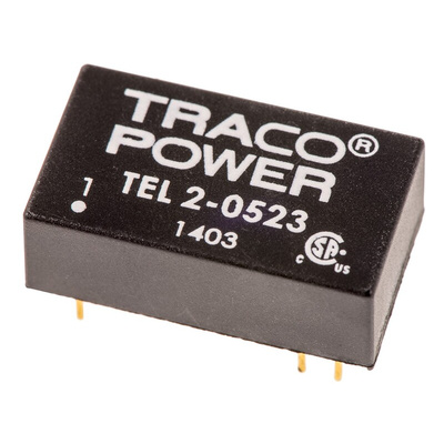 TRACOPOWER TEL 2 DC-DC Converter, ±15V dc/ ±65mA Output, 4.5 → 9 V dc Input, 2W, Through Hole, +75°C Max Temp