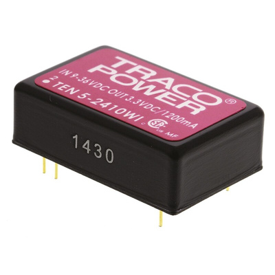 TRACOPOWER TEN 5WI DC-DC Converter, 3.3V dc/ 1.2A Output, 9 → 36 V dc Input, 6W, Through Hole, +85°C Max Temp